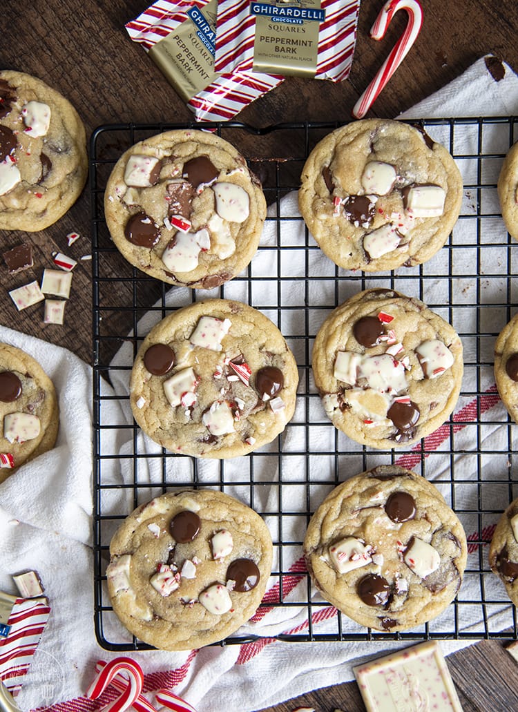 Peppermint Bark Chocolate Chip Cookies