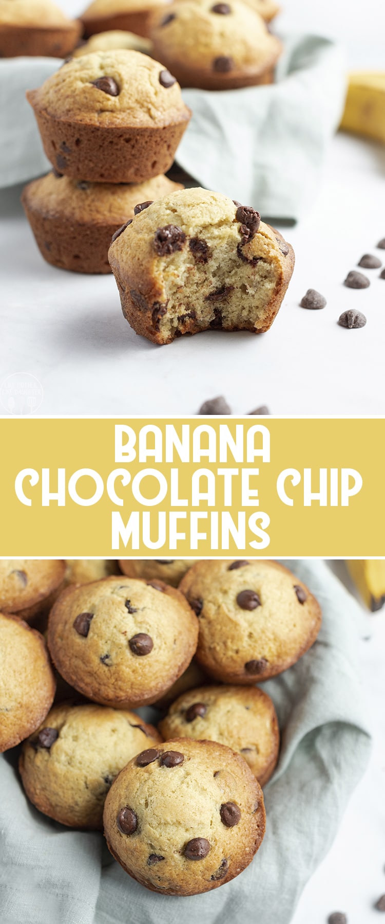 These banana chocolate chip muffins are a sweet and moist banana muffin, packed full of chocolate chips. They're perfect for breakfast, or a snack!