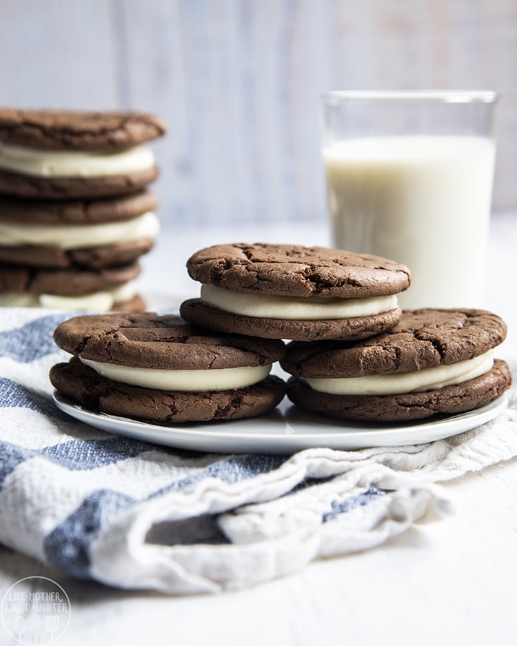 Soft Homemade Oreos with cream cheese frosting