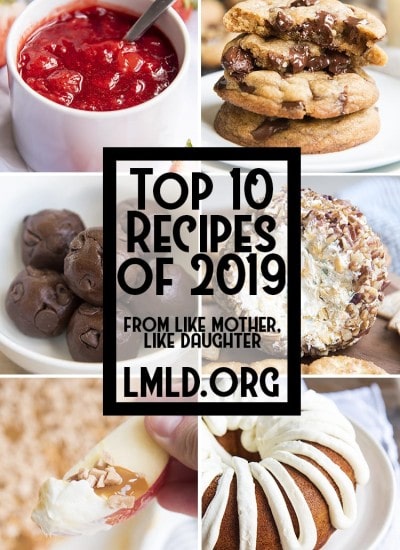 Collage of top 10 recipes of 2019 with multiple recipes visible and title card.