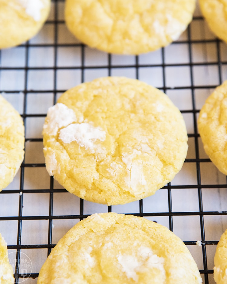 Lemon Crinkle Cookies covered in powdered sugar