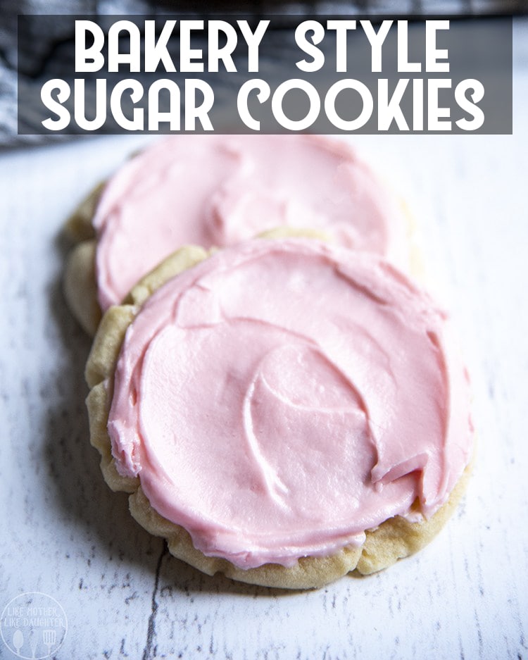 Close up image of copycat swig sugar cookies with pink frosting on top with title card.