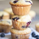 A stack of blueberry muffins