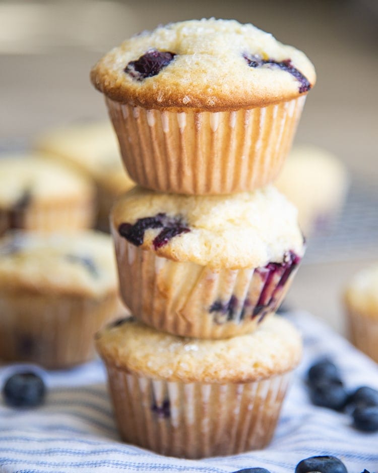 A stack of blueberry muffins