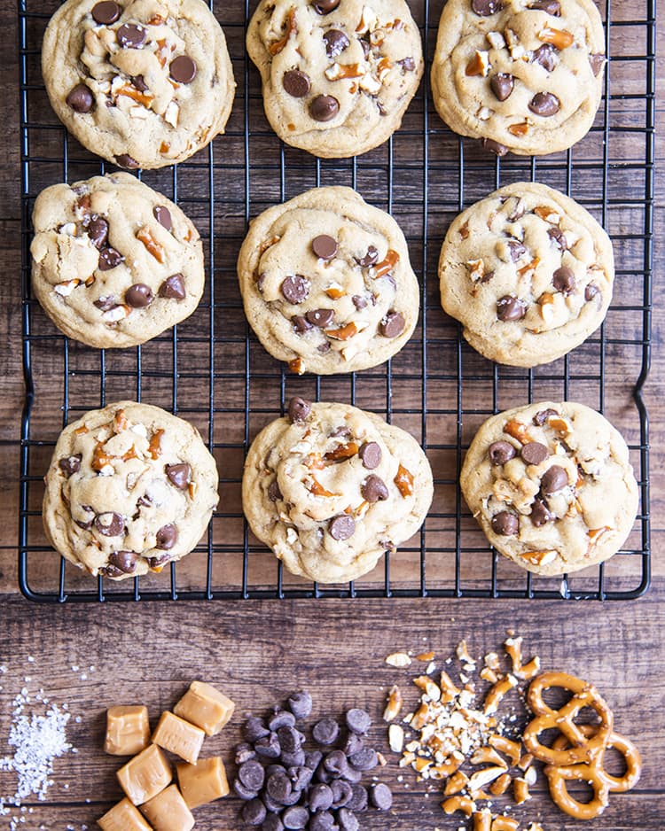 Salted Caramel Pretzel Chocolate Chip Cookies – Like Mother, Like Daughter