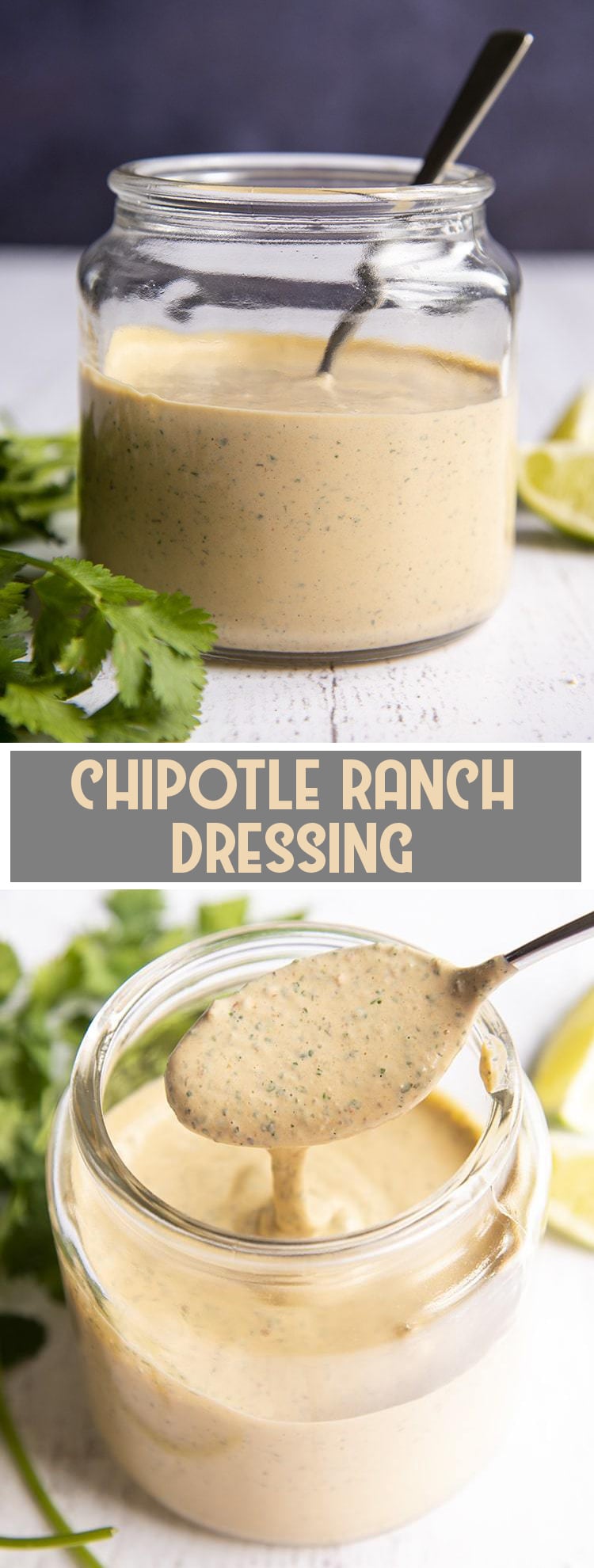 Chipotle Ranch Dressing in a jar with text overlay for pinterest