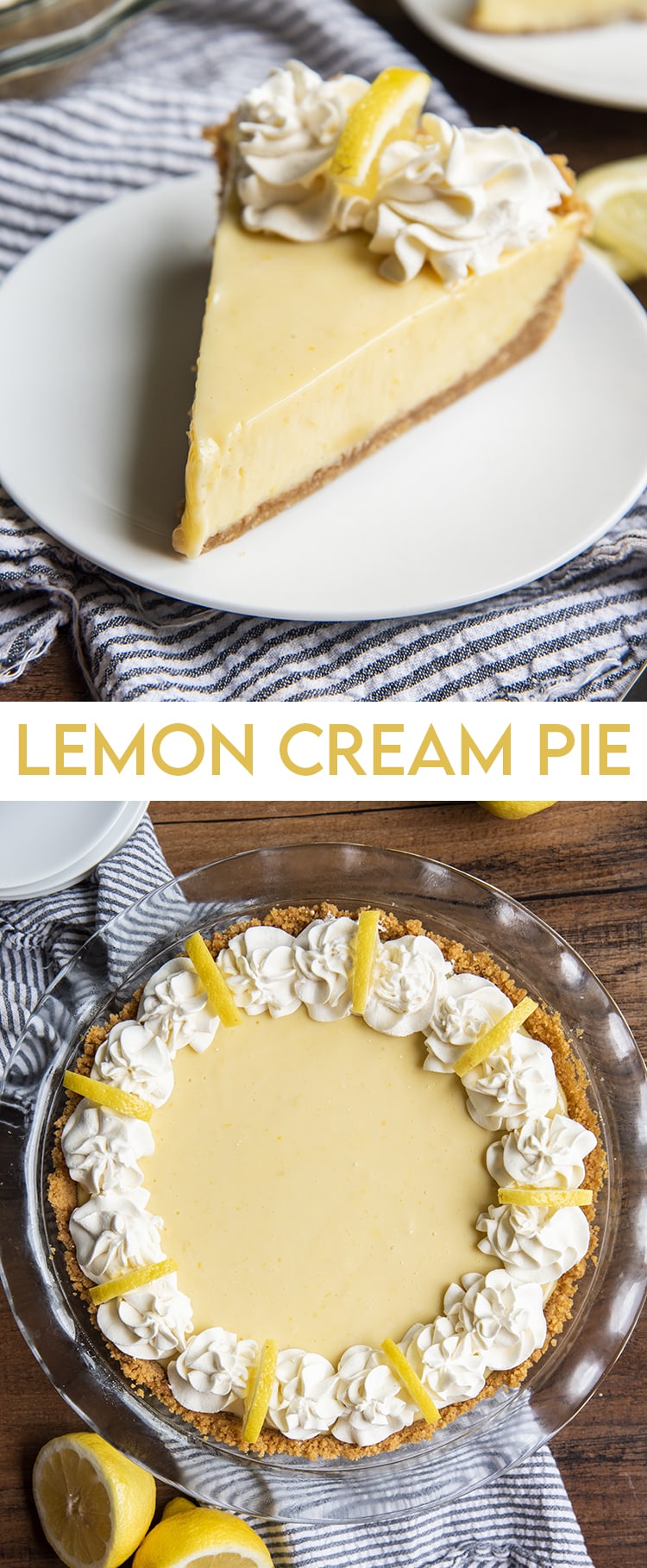 Lemon Cream Pie collage of two photos with text for pinterest