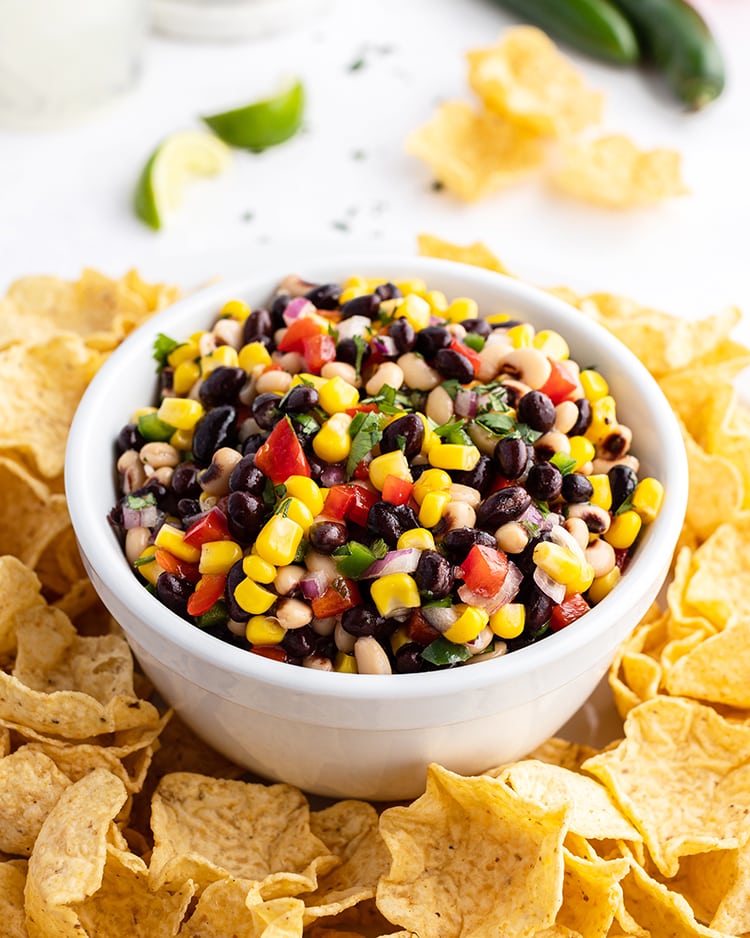 Texas Caviar with beans and corn in a bowl.