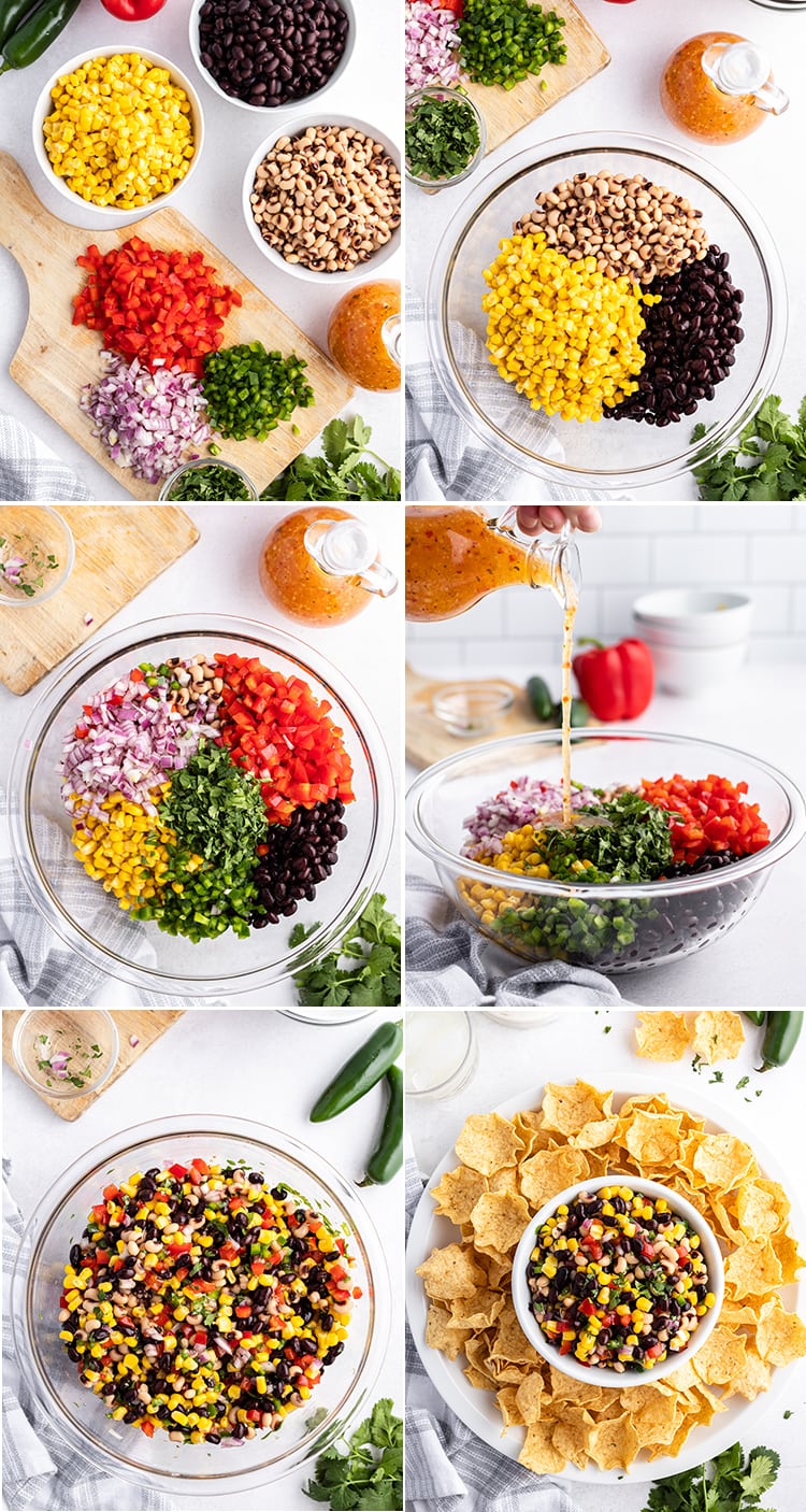 Step by step photos of how to make cowboy caviar