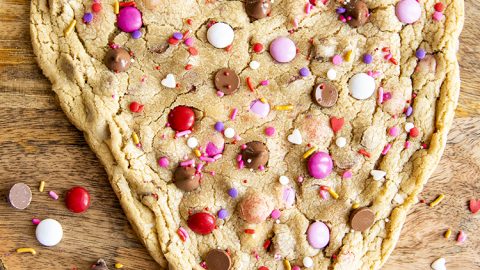 Easy Giant Heart Shaped Chocolate Chip Cookie for Valentine's Day