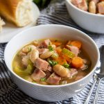 A bowl of ham and bean soup.