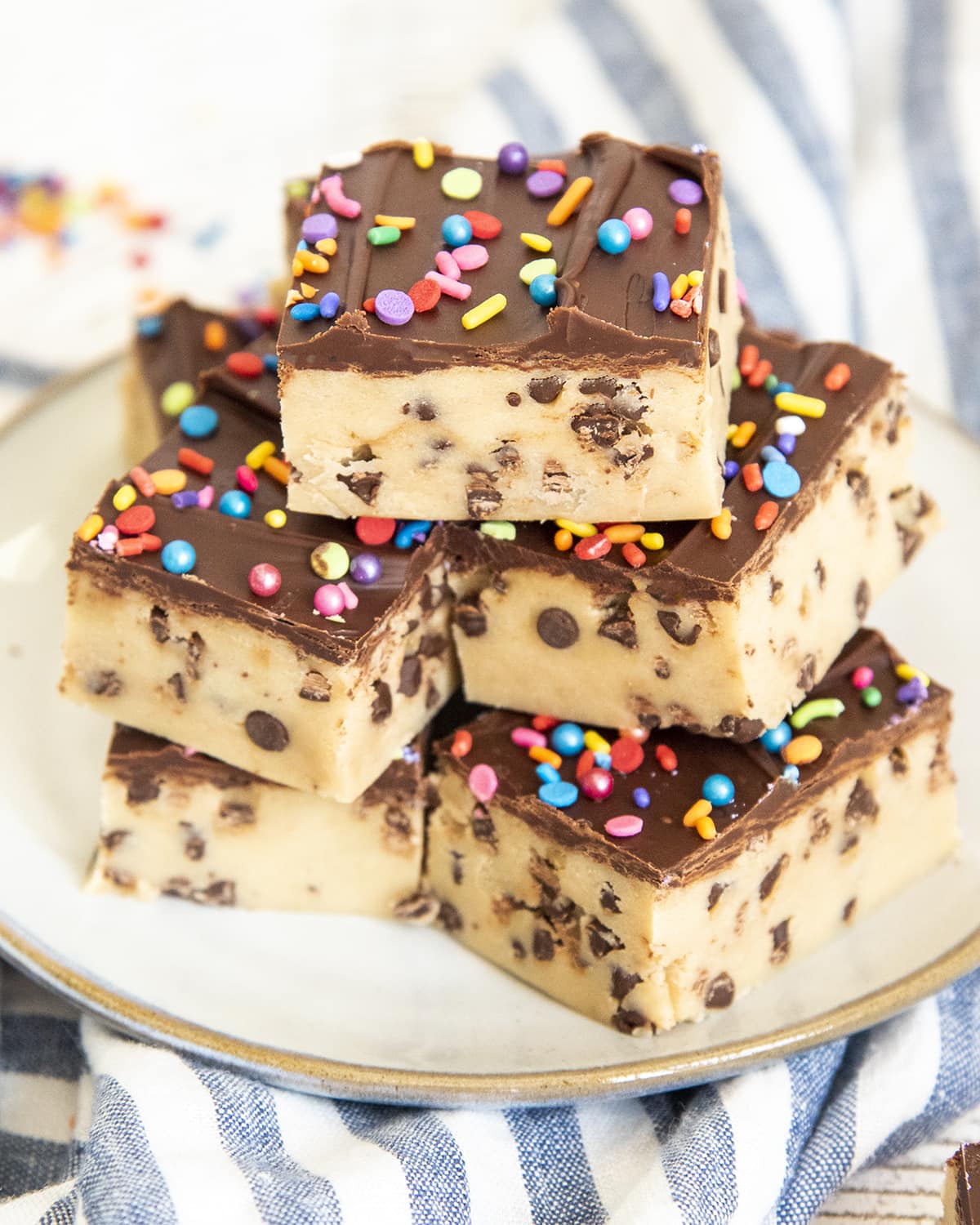 A small play with a pile of chocolate chip cookie dough bars.