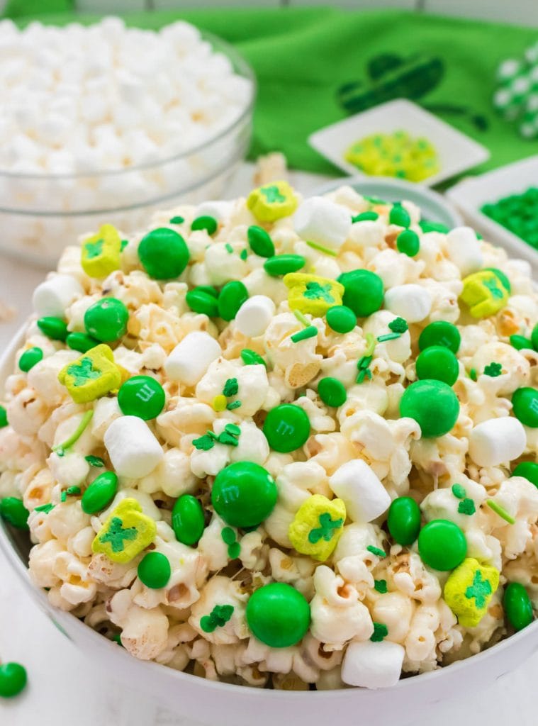 A bowl of St. Patrick's Day Popcorn.