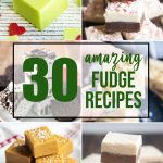 A collage of 10 photos of fudge with a text overlay for pinterest.