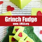A collage of two photos of Grinch Fudge with a text block between them.