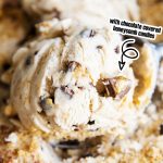 A close up of a scoop of Graham Cracker ice cream with text overlay for pinterest.