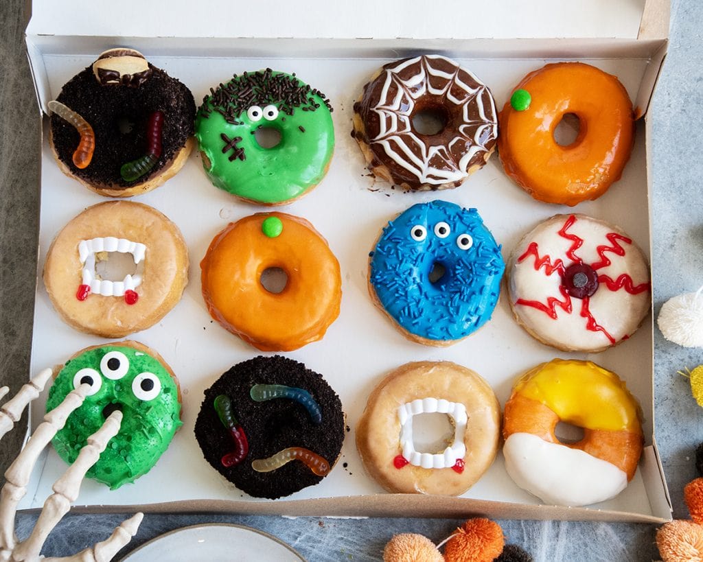 A box of 12 Halloween donuts!