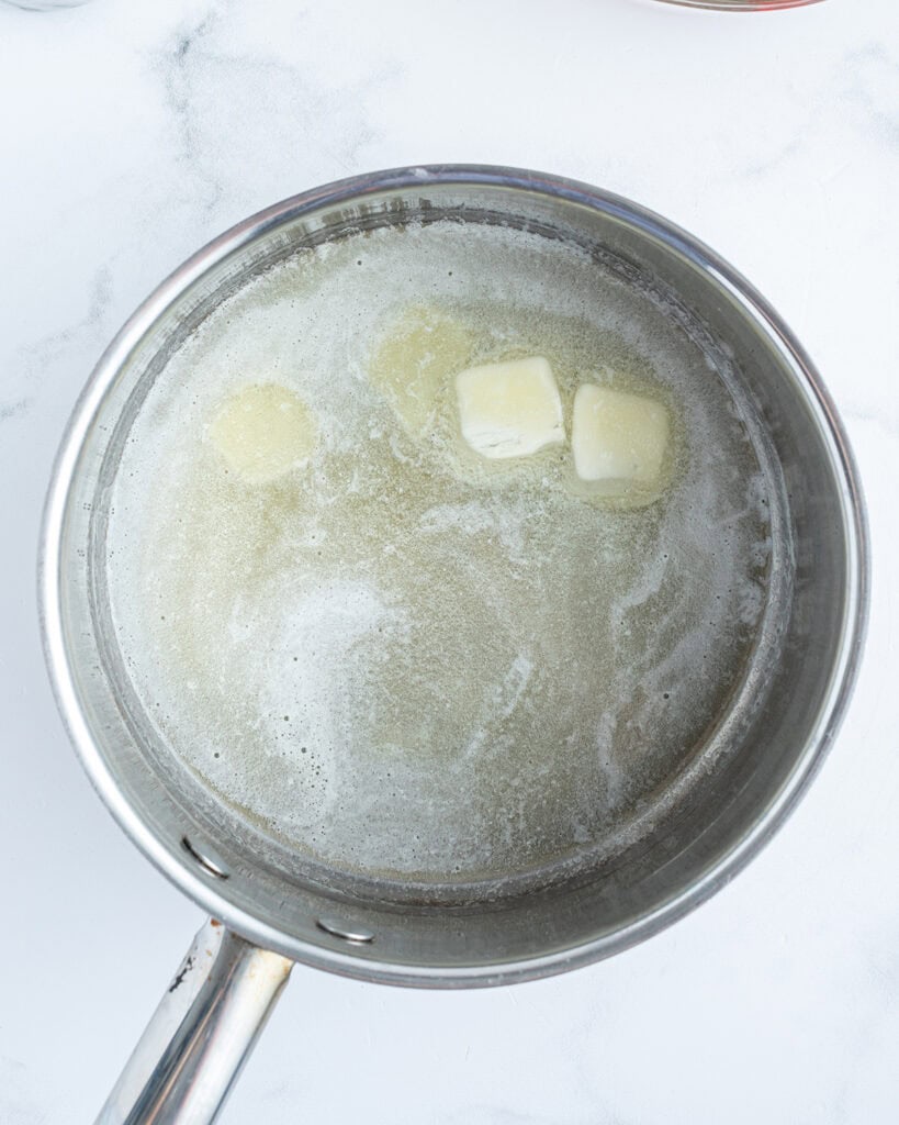 Melted butter in a pot.