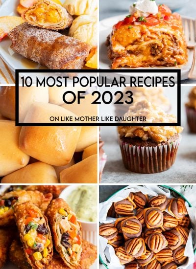 A collage of 6 of the most popular recipes from 2023 on the website LMLD.org.