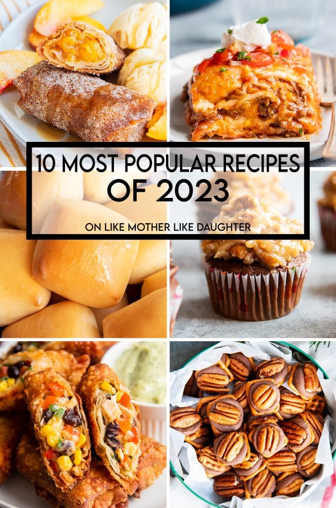 A collage of 6 of the most popular recipes from 2023 on the website LMLD.org.