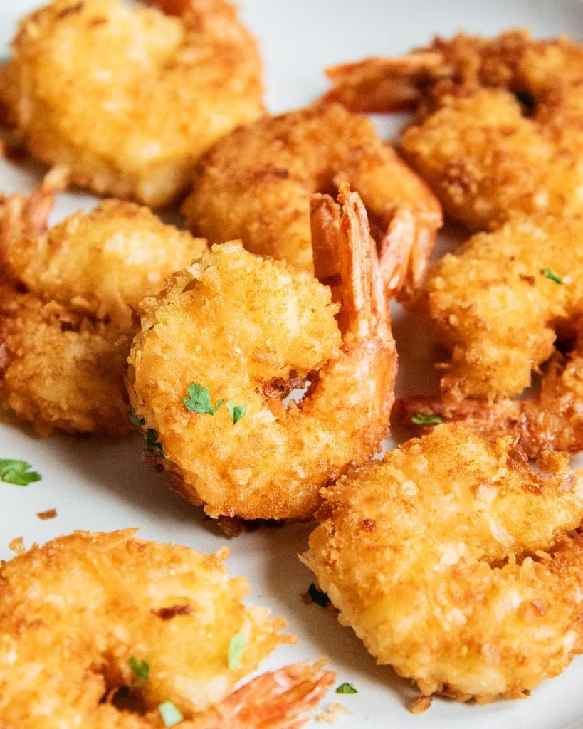 Homemade coconut shrimp on a plate.