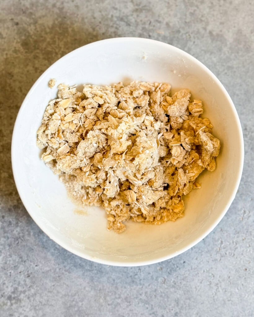 A bowl of crumb topping.
