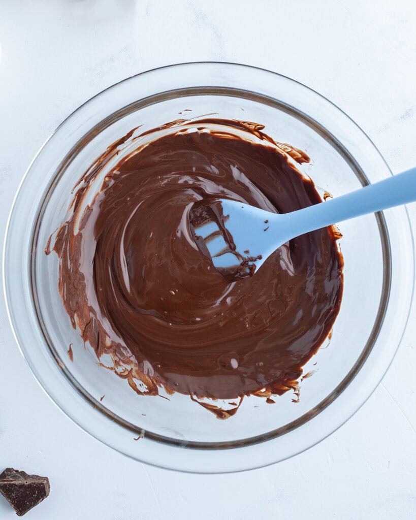 A bowl of melted chocolate. 