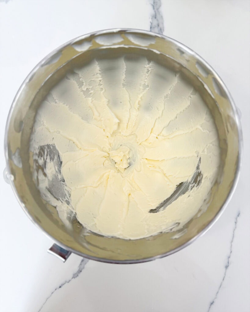 A bowl of creamed butter.
