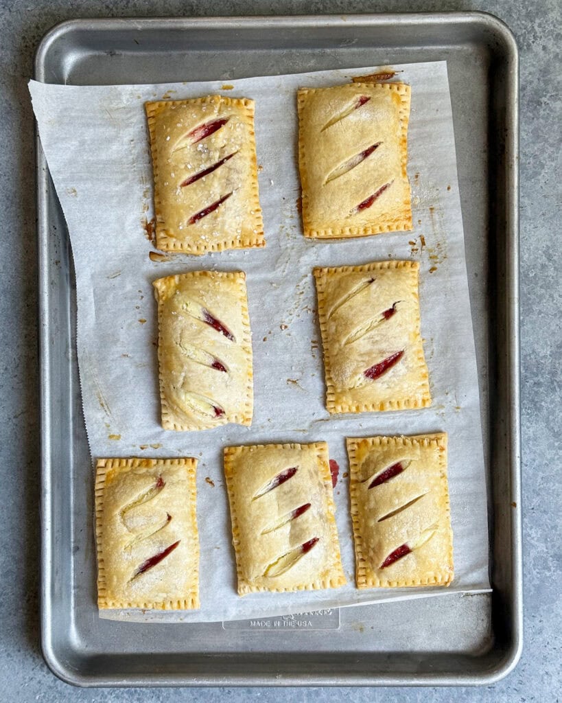 Baked Hand pies on a baking sheet.