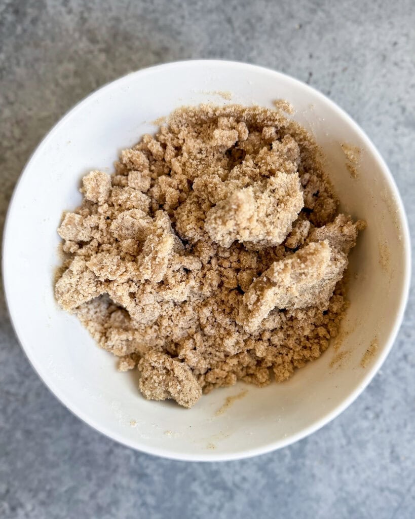 A bowl of streusel crumb topping.