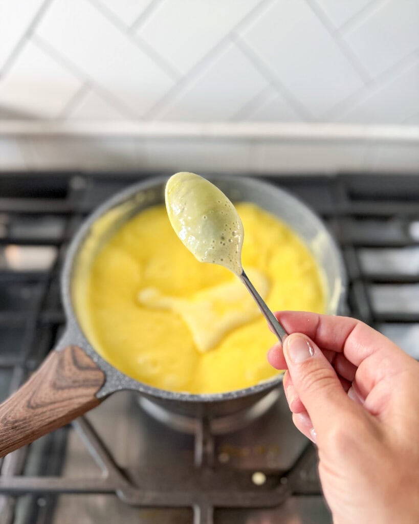 Custard cooking on