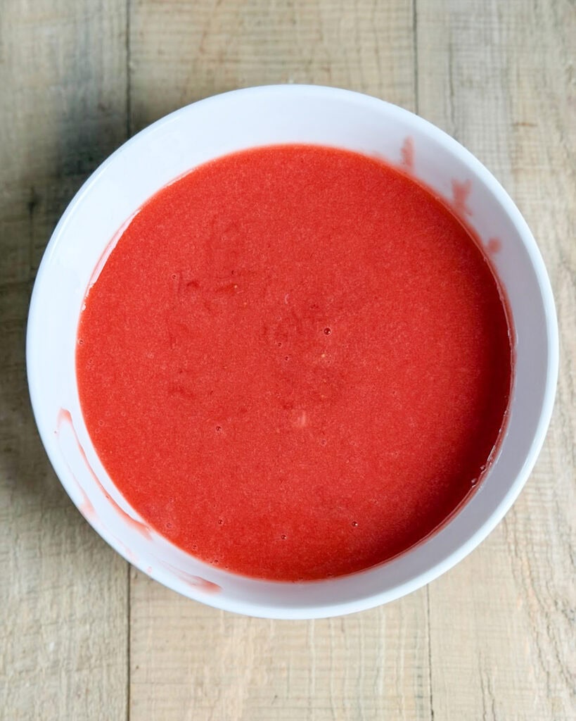 Strawberry sauce in a bowl.